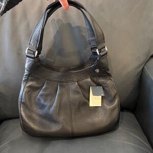 NWT BROOKS BROTHERS PURSE BLACK LEATHER